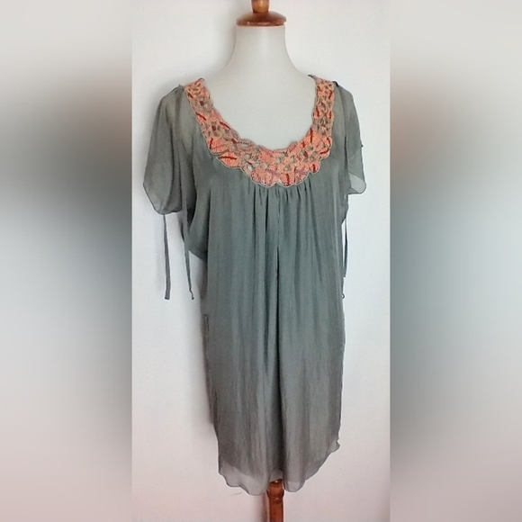 SEAGRASS SILK BEADED HANDMADE DRESS NWT - Picture 2 of 15